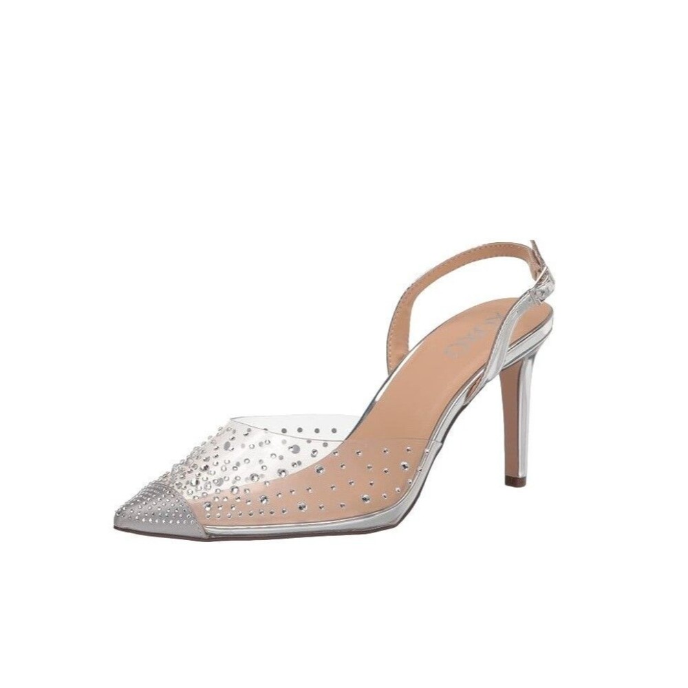 XOXO Footwear Womens 7 M Clear Silver Lilly Embellished High Heels NIB LV3